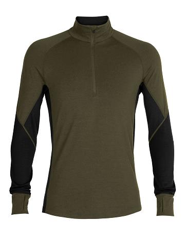 Loden / Black Men's Icebreaker BodyfitZone™ Merino 260 Zone Long Sleeve Half Zip Thermal Top Base Layers | USA 1347XYUF